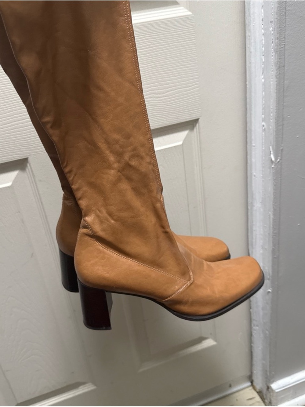 Franco sarto Women's Tall Tan Leather Block Heel Boots